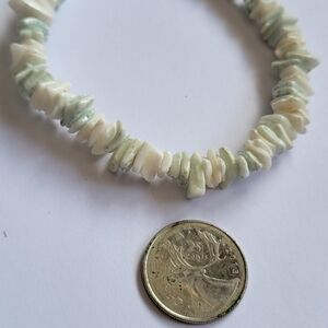 Elegant Cream and Green Shell Bracelet